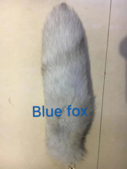 Real Fox Fur Tail Keychain – Large Natural Fur Pendant for Cosplay, Bags, Cars, and Women