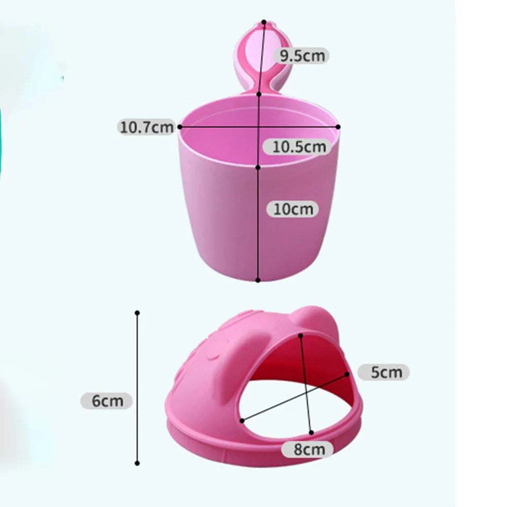 Cute Cartoon Baby Bath Cap & Shampoo Cup Set – Toddler Hair Washing Spoon & Bathing Bailer for Kids Shower Care Tools