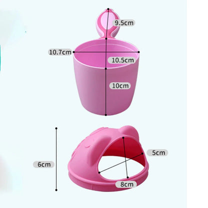 Cute Cartoon Baby Bath Cap & Shampoo Cup Set – Toddler Hair Washing Spoon & Bathing Bailer for Kids Shower Care Tools