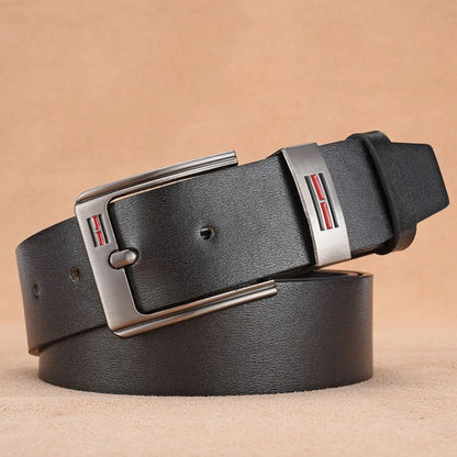 Genuine Leather Men's Belt – High-Quality Buckle, Cowskin Casual & Business Waistband, Cowboy Fashion 2024 New