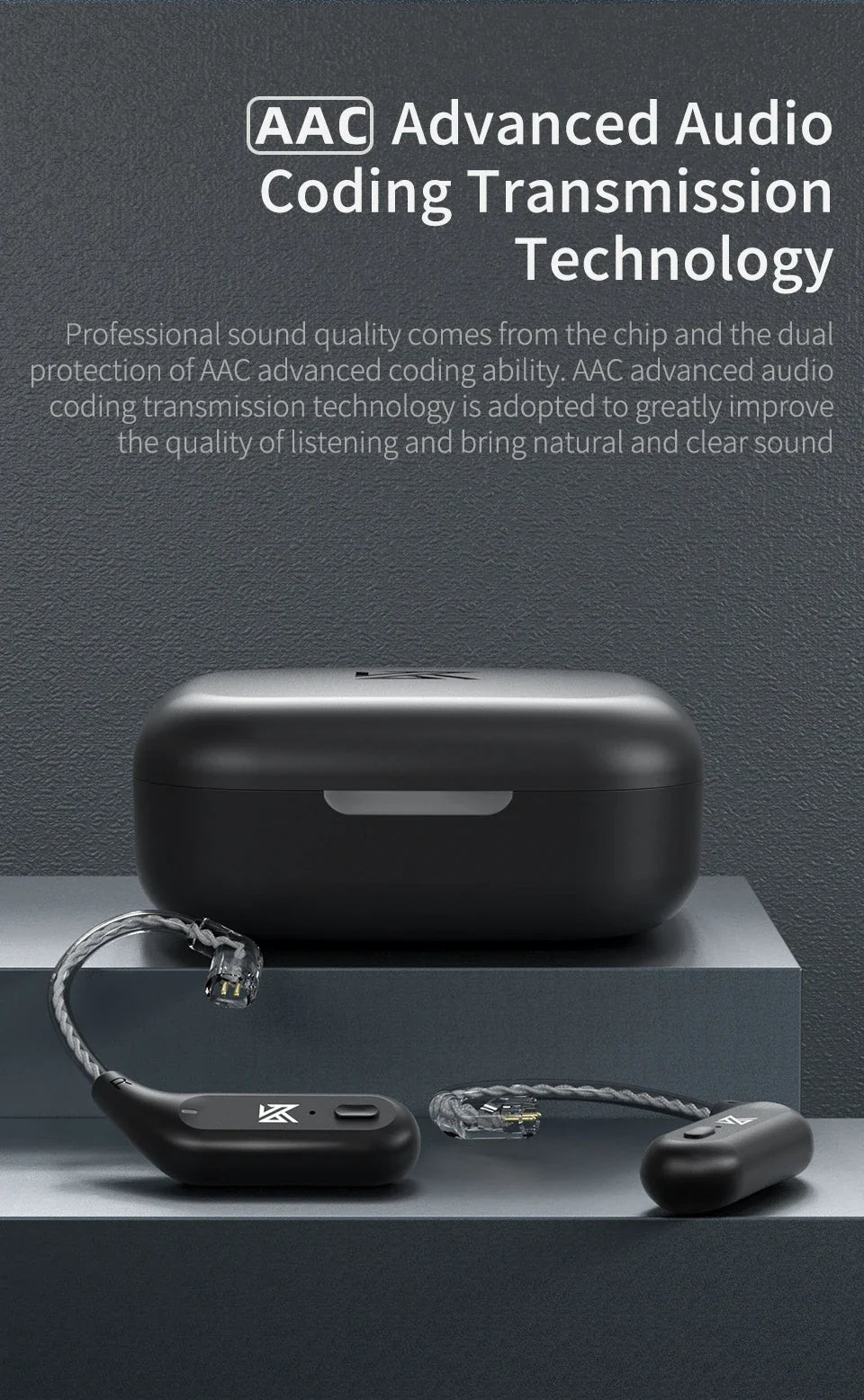 KZ AZ09 HD Bluetooth Earphones – Wireless HIFI Ear Hook Headset with Charging Case, Compatible with KZ EDXPRO ZSNPRO ZS10PRO