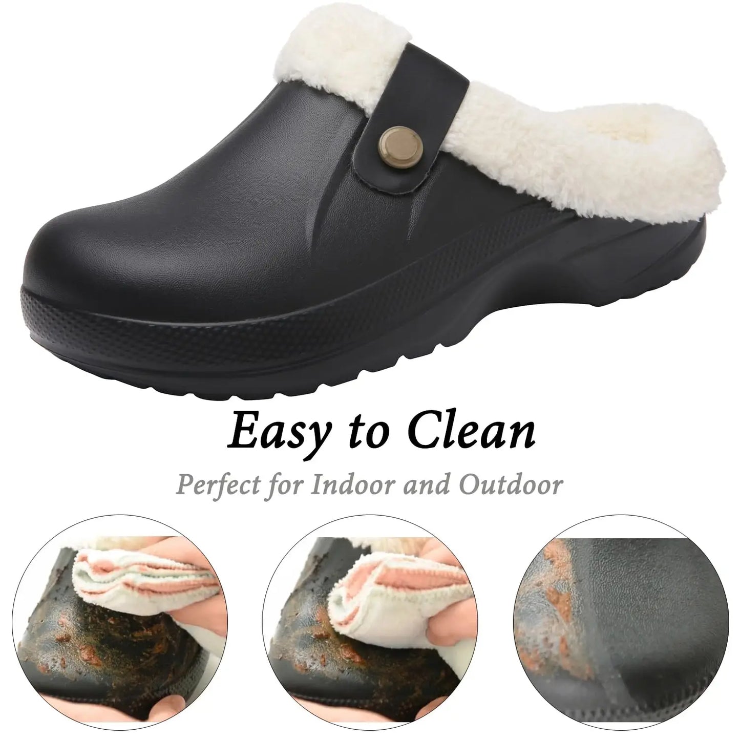 Bebealy Casual Women’s Garden Shoes & Warm Fluffy Men’s Waterproof Winter Slippers – Outdoor Antiskid Classic Leopard Design