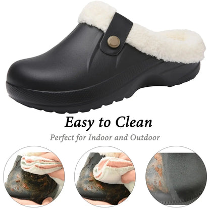 Bebealy Casual Women’s Garden Shoes & Warm Fluffy Men’s Waterproof Winter Slippers – Outdoor Antiskid Classic Leopard Design