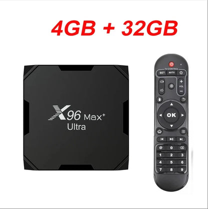 X96 Max Plus Ultra TV Box — Android 11 Amlogic S905X4 4GB RAM 32GB Storage, 8K AV1 WiFi Bluetooth Media Player