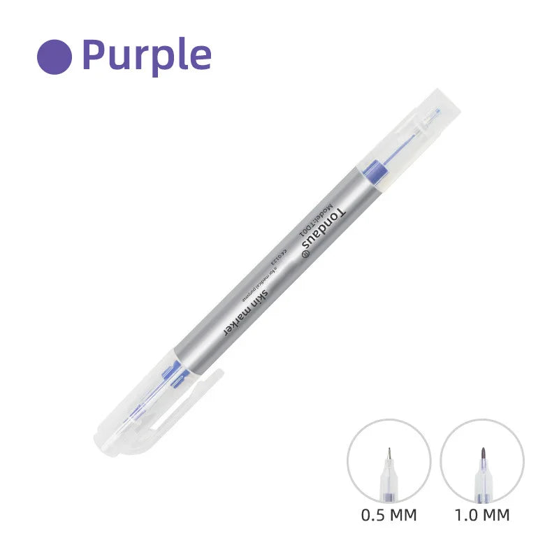 Disposable Skin Marker Pen with Ruler — Sterilized Eyelash Extension & Tattoo Piercing Scribe Tool
