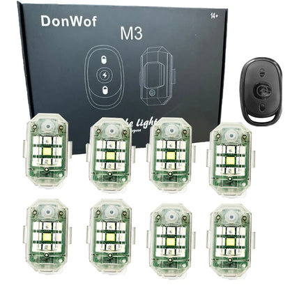 Donwof M3 Car and Motorcycle Strobe Light - Waterproof Wireless LED Flash Anti-Collision Warning Lamp with Remote Control for Cars and Bikes