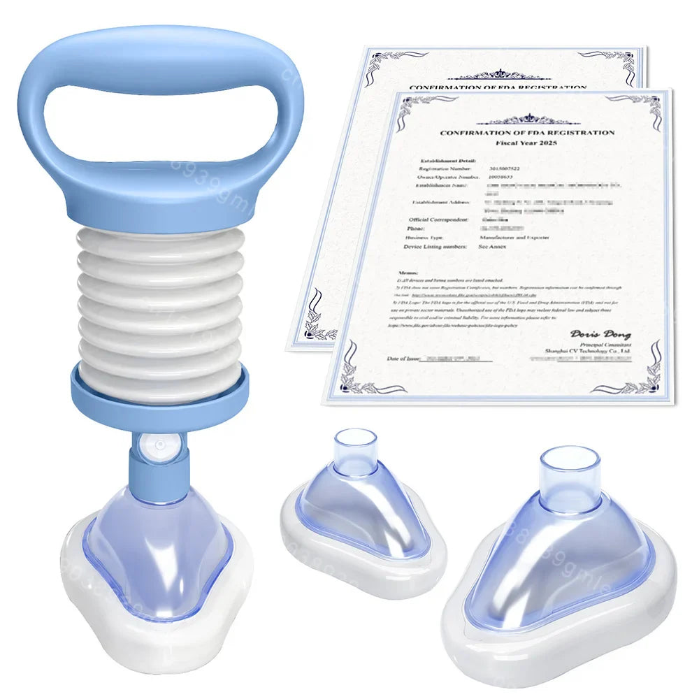 First Aid Anti-Choking Rescue Device – Automatic Airway Assist with 3 Mask Sizes for Adults & Kids, Emergency Kit