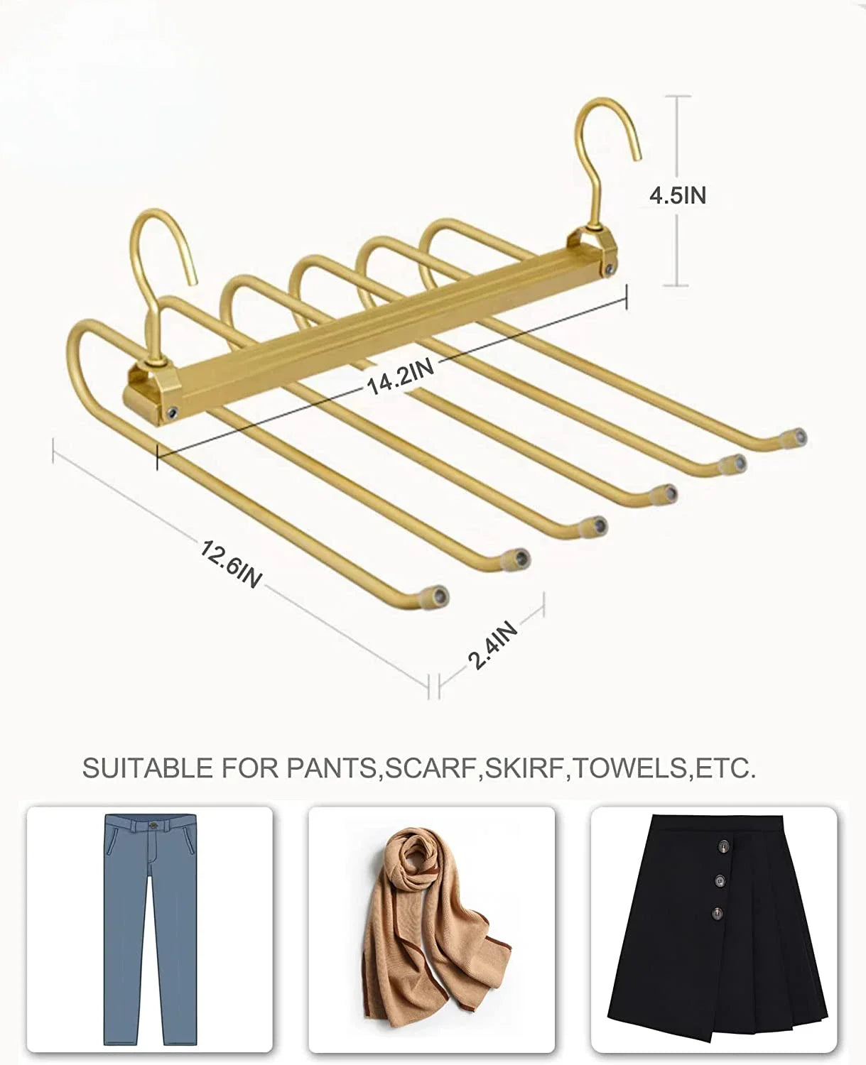 6-Layer Aluminum Pants Hanger – Space-Saving Heavy-Duty Organizer for Jeans, Skirts & Trousers