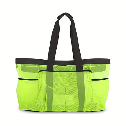 Extra Large Beach Bag - Lightweight, Waterproof, Foldable with Mesh Straps, Zippered Pockets & Fixed Shoulder Straps