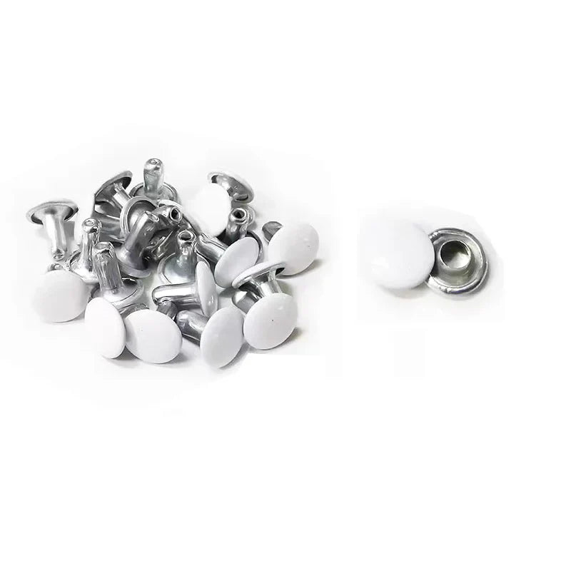 100 Sets Metal Double Cap Round Rivets 6-8mm – Nail Spike Studs for Leather Craft, Shoes, Bags & DIY Accessories