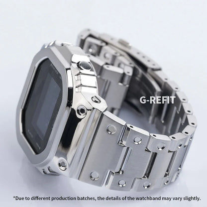 G-Refit V6.0 DW5600 Metal Bezel Kit - Stainless Steel Watch Band Strap & Case Accessories with Tools for GWB5600/GWM5610