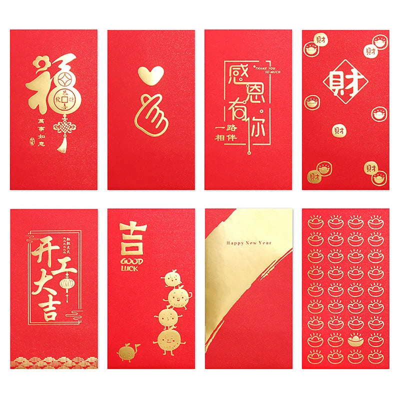 Red Envelopes for Lucky Money - Creative Red Pockets for Birthday, Wedding, and More - Hot Stamping Design - 4pcs/6pcs/10pcs Options