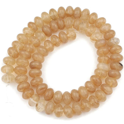 Natural Stone Rondelle Beads - 5x8mm Tourmaline, Citrine & Quartz Loose Beads for DIY Bracelets