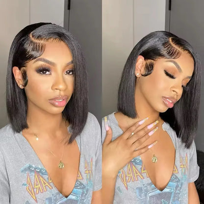 Raw Vietnamese Human Hair Lace Front Wig – 13x6 Bob, Straight Natural Black, 250% Density, 100% Human Hair