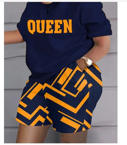 Women’s Printed 2-Piece Shorts Set – Short Sleeve T-Shirt & Elastic Waist Pants Matching Summer Y2K Outfit with Pockets (2025)