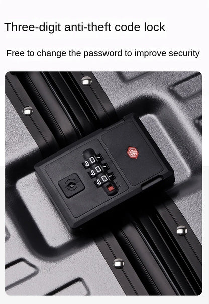 30-Inch Five-Wheel Aluminum Frame Suitcase — Multifunctional Cabin Luggage with Password Lock, USB Port & Cup Holder