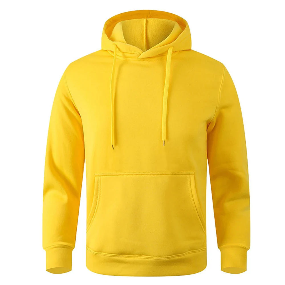 Unisex Warm Sweatshirt — Casual Solid Color Streetwear Pullover with Pocket, Sport & Fitness Hoodie in Multiple Colors