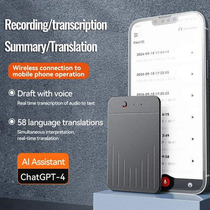 8-128GB AI ChatGPT-4 Voice Recorder – Intelligent Audio Recording, Call Transcription & Voice-to-Text Device