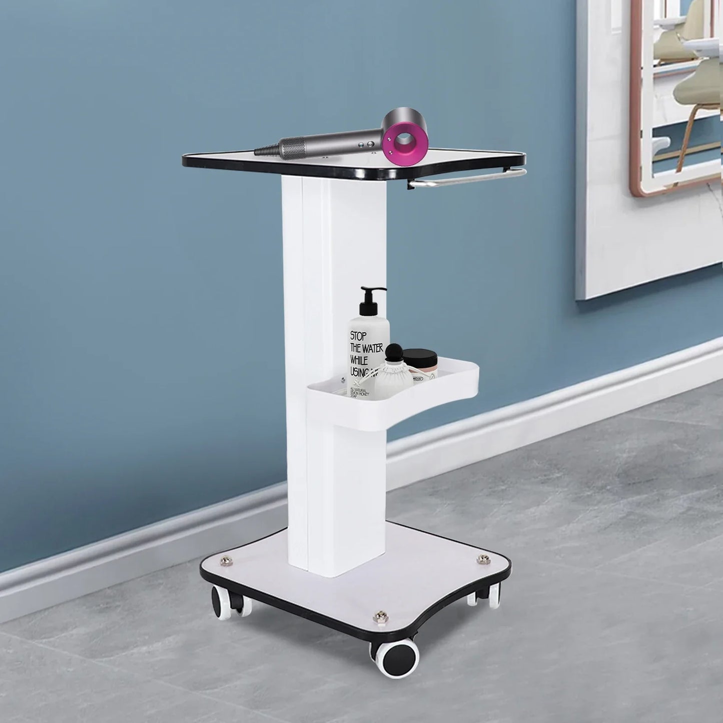 3-Tier Rolling Beauty Salon Trolley – SPA Equipment Stand with Push Handle & Storage Organizer