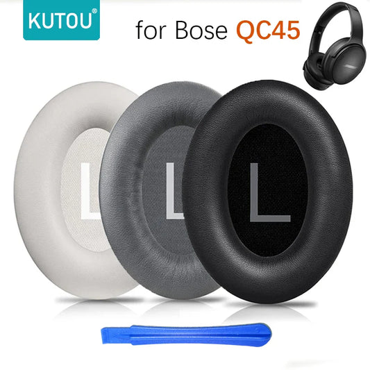 KUTOU Replacement Ear Pads for Bose QC45 – Soft Protein Leather Cushions for QuietComfort 45