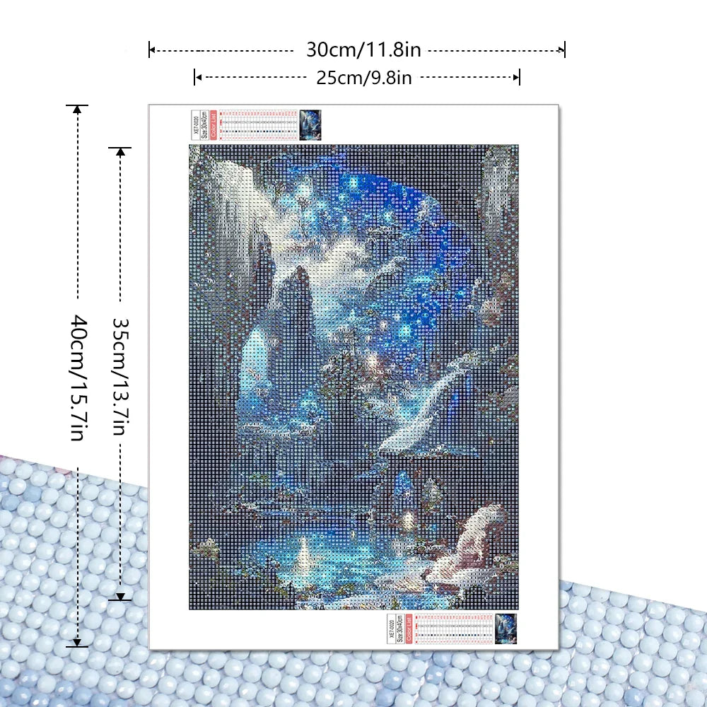 5D Diamond Painting Landscape – Full Round Drill Mosaic Fantasy Artwork, 30x40cm for Interior Decor