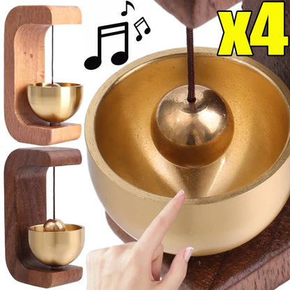 Magnetic Wooden Doorbell - Solid Brass Wind Chimes, Wireless Hanging Doorbell, Japanese Style Garden Pendant & Home Decor