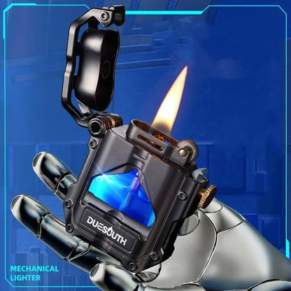 Creative LED Metal Kerosene Lighter : Cool Mechanical Design, Personalized High-Looking Gift for Men