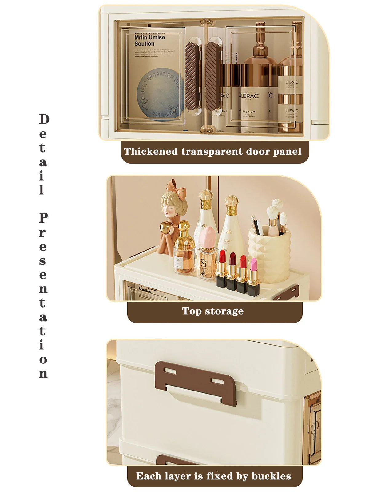 Foldable Transparent Cosmetic Organizer — Multi-Layer Drawer-Style Desktop Beauty Storage Box, Dustproof Makeup Organizer
