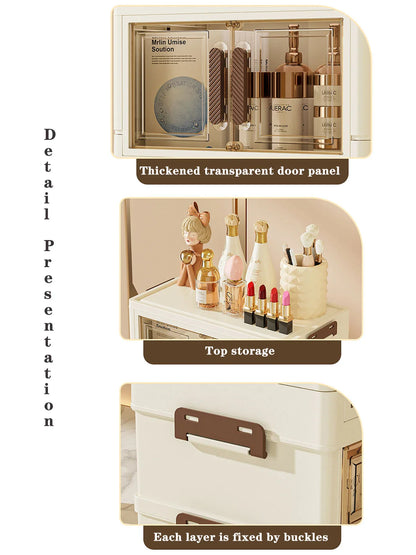 Foldable Transparent Cosmetic Organizer — Multi-Layer Drawer-Style Desktop Beauty Storage Box, Dustproof Makeup Organizer