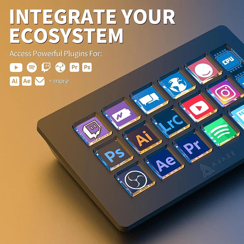 AJAZZ AKP153E Multifunctional Mini Keyboard – 15 Macro Keys Console Panel for Custom Desktop Actions