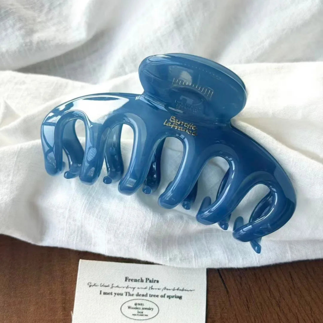 Large Acrylic Dragon Bone Hair Clip - French-Style Polka Dot Shark Hair Claw for Women