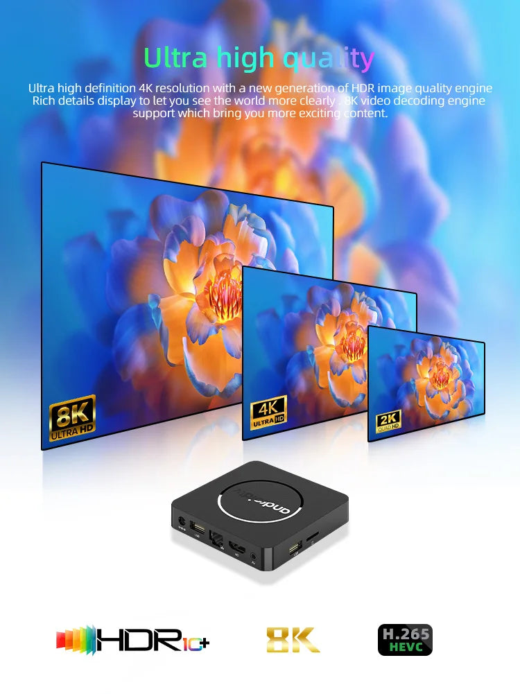Q10 Android 14 TV Box – Allwinner H313 8K Media Player with 64GB/128GB ROM, Dual WiFi 2.4G&5G, Voice Control Set-Top Box