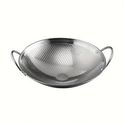 29cm Stainless Steel Honeycomb Skillet – Non-Stick, Scratch-Resistant Pan with Handle for Pasta & Steak