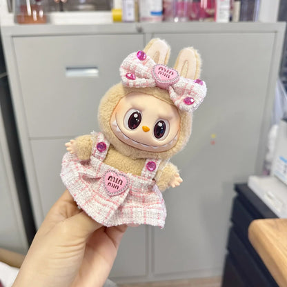 Cute Labubu Doll Outfit Set – Classic Dress for 17cm V2 Mini Dolls, Clothing Accessories for Kids Gift