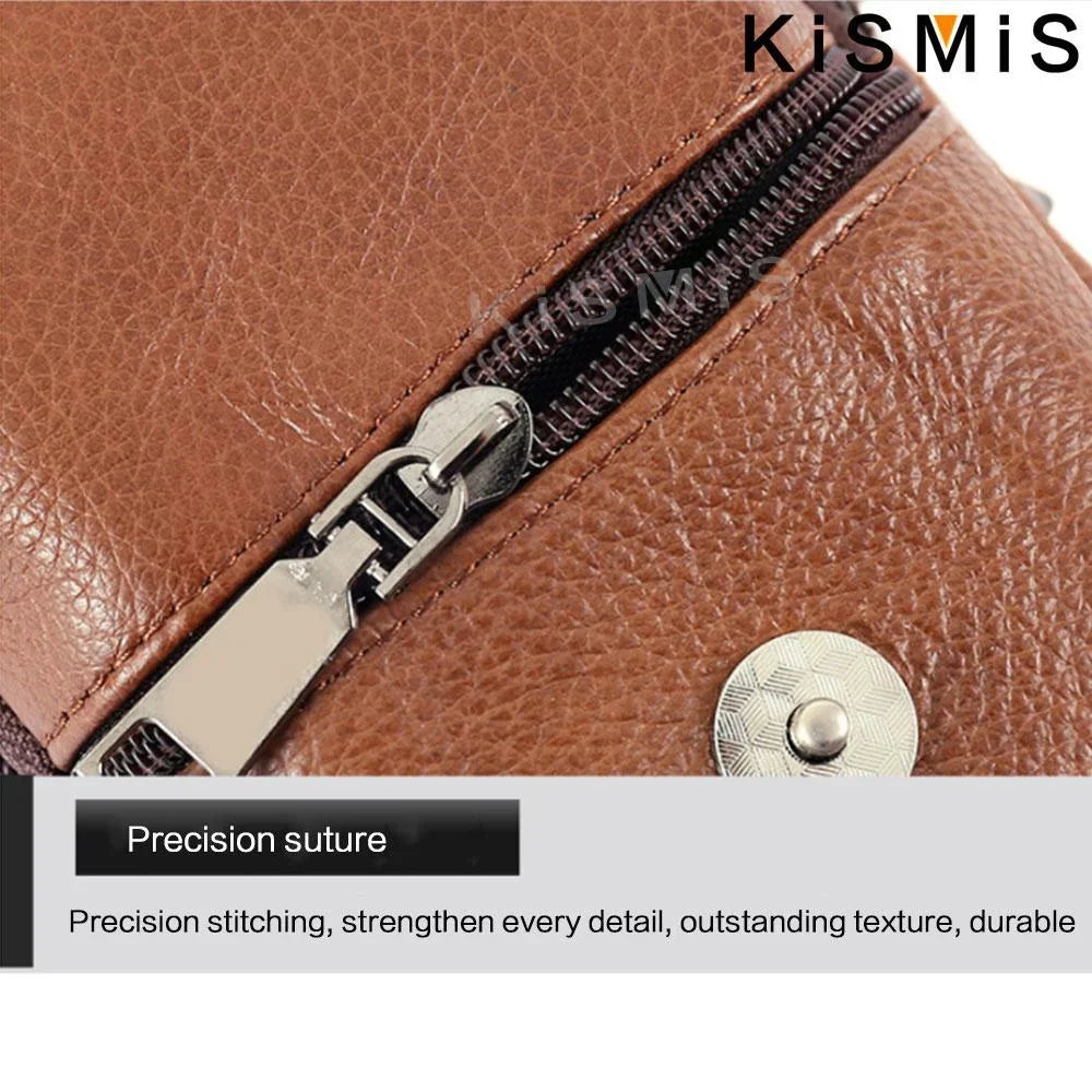 Men’s Leather Vintage Waist Bag – Phone Holster Pouch for Travel, Hiking & Outdoor Use