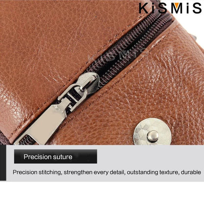 Men’s Leather Vintage Waist Bag – Phone Holster Pouch for Travel, Hiking & Outdoor Use