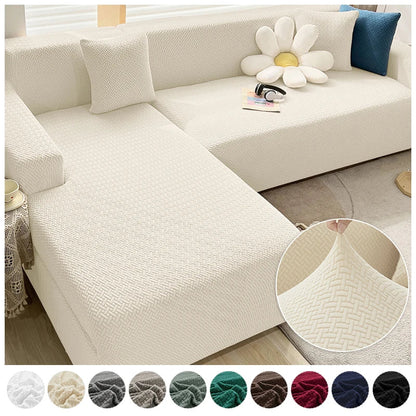 Jacquard Thick Stretch Sofa Cover – Elastic Slipcover for Armchair, L-Shaped & 1–5 Seater Couch Living Room Protector