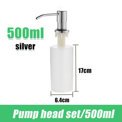 304 Stainless Steel Kitchen Sink Soap Dispenser — Extension Tube & Pump Head for 350/500ml Dish Soap Bottles