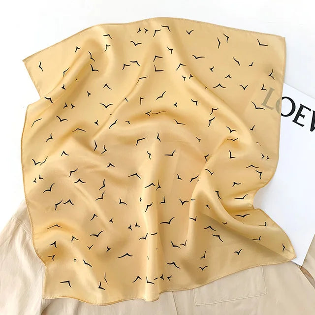 New 2024 Pashmina Scarf – 100% Mulberry Silk Small Shawl, Summer Beach Poncho, Women’s Hijab, Bandana & Kerchief 53x53cm