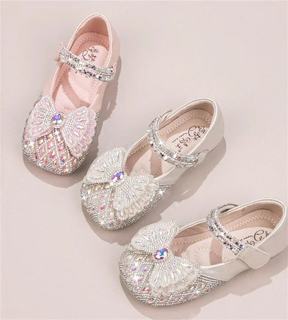 Sweet Bow Princess Shoes - Lightweight Shiny Crystal Flats for Baby Girls & Toddlers
