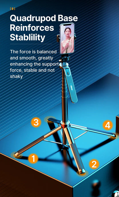 Ulanzi MA09 1.8m Selfie Stick Tripod – Remote Control Tripod for iPhone 16-13 Pro Max & Android with Panoramic Ball Head Holder