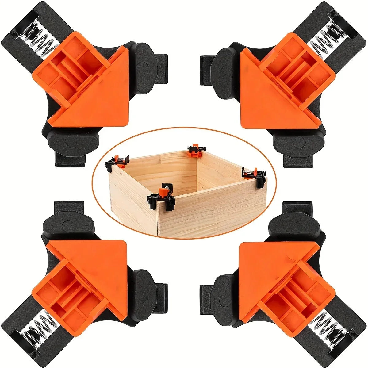 1/4PCS 90° Corner Clamps for Woodworking – Adjustable Quick Spring-Loaded Clamps for Cabinets & Photo Framing