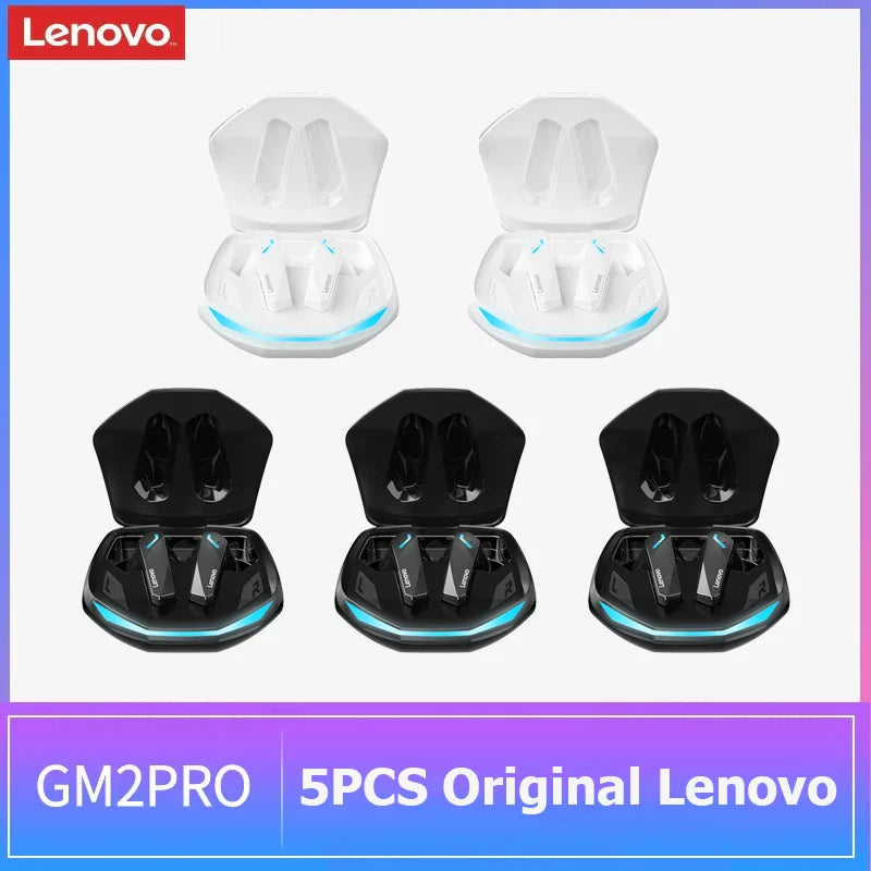 5PCS Original Lenovo GM2 Pro TWS Wireless Earphones – Bluetooth 5.3 HD Earbuds with Mic, Touch Control Sports Headphones