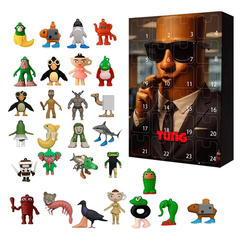 Italian Brainrot Christmas Advent Calendar – Exclusive 24-Piece TungTung Sahur Figure Countdown Gift