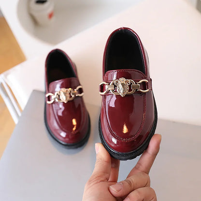 Children's Black Princess Leather Shoes - Soft Sole British Style Performance Shoes for Girls