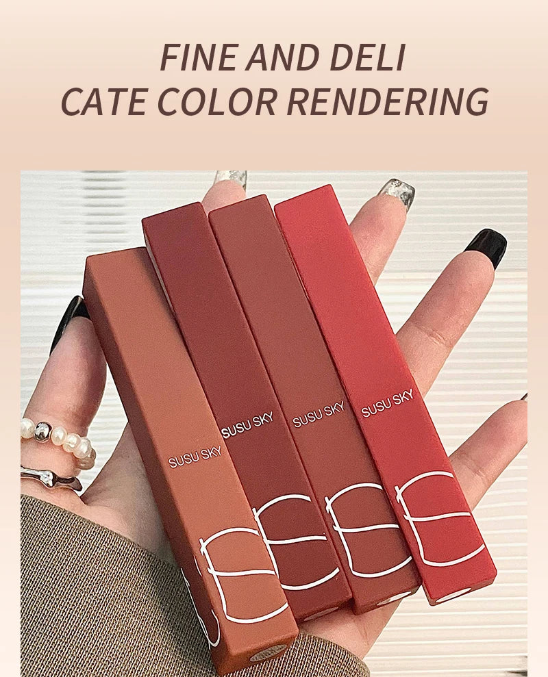 TX010 Thin Tube Matte Lipstick – Waterproof, Sweatproof, Long-Lasting Lip & Cheek Makeup