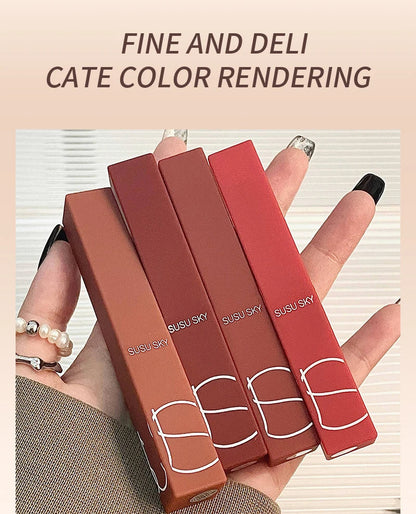 TX010 Thin Tube Matte Lipstick – Waterproof, Sweatproof, Long-Lasting Lip & Cheek Makeup
