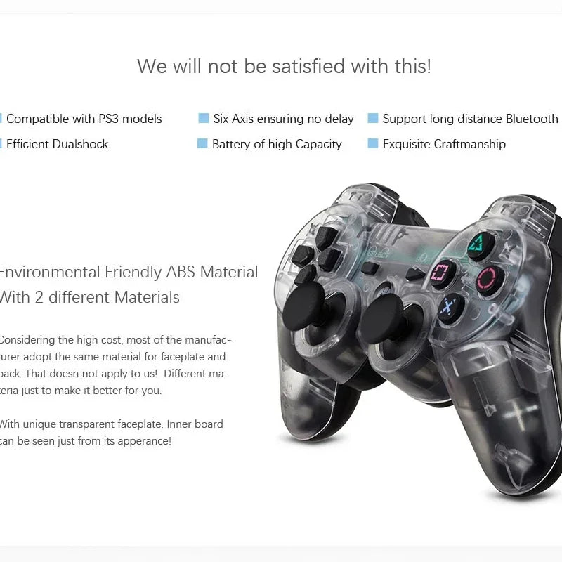 Wireless Transparent Dual Shock Controller for PS3 – Sixaxis Gamepad for Sony PlayStation 3 Console