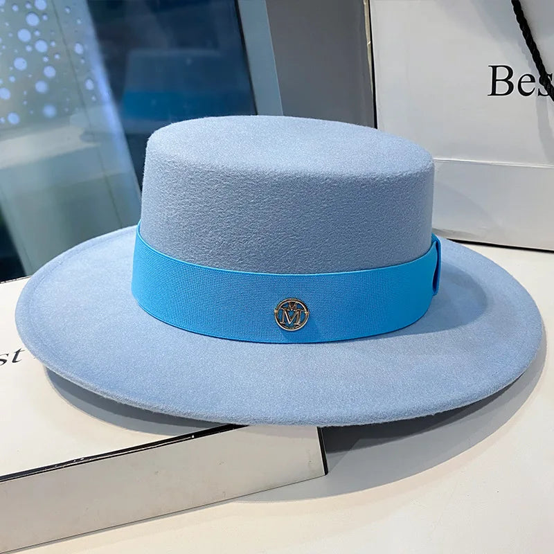 Fedora Hats for Women and Men - Elegant Fashion Bowler Dress Caps with Ribbon Band, Felt Jazz Hat for Weddings, Church, Panama Style