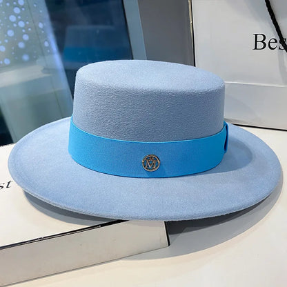 Fedora Hats for Women and Men - Elegant Fashion Bowler Dress Caps with Ribbon Band, Felt Jazz Hat for Weddings, Church, Panama Style